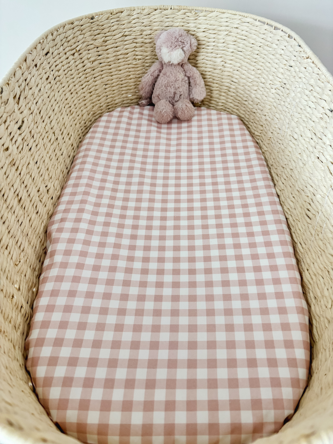 2-in-1 Waterproof Bassinet Sheets - Pink Gingham