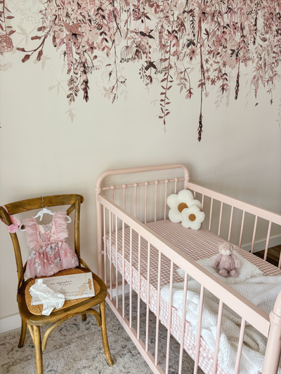 Waterproof cot sheet - Pink Gingham